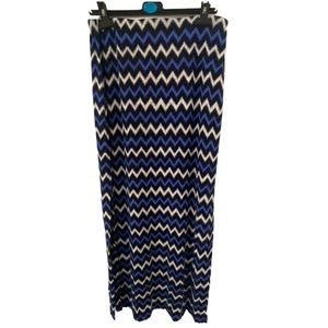 Michael Kors Blue Geometric Zig Zag Maxi Skirt Large